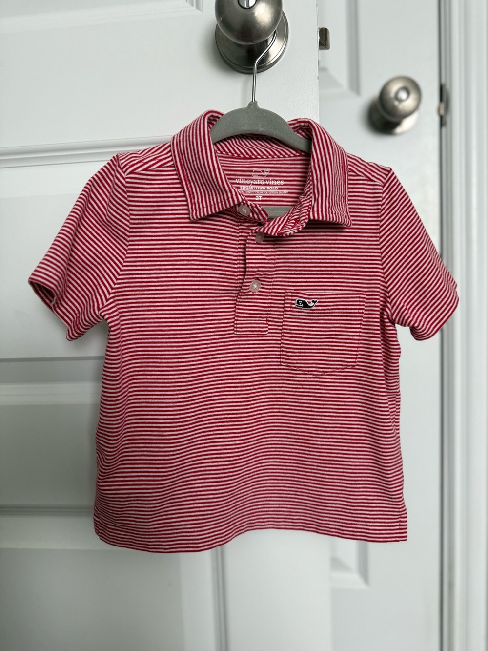 Vineyard Vines Red and White Stripe Boys Polo